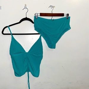 Mint colored bikini set.